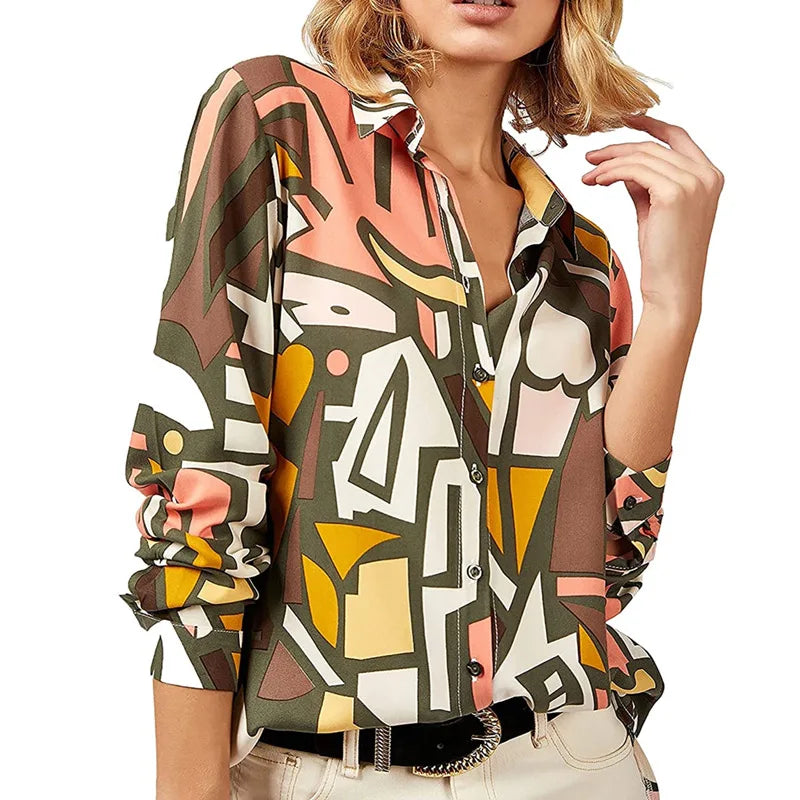 Spring Autumn Streetwear Casual Fashion Printing Blouse Female Long Sleeve Single Breasted Shirt Top Cardigan Women's Clothing Spring Autumn Streetwear Casual Fashion Printing Blouse Female Long Sleeve Single Breasted Shirt Top Cardigan Women's Clothing